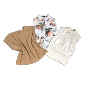 Express Top Bundle XS 3pc Sleeveless Blouse Neutral Floral Work Casual NWT